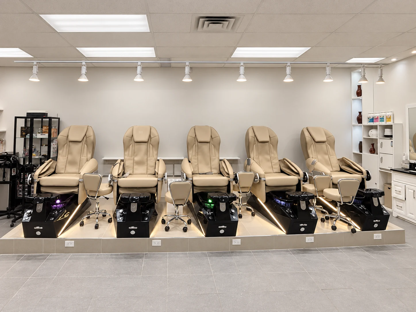 Pedicure chairs inside Bliss Nails & Beauty Studio