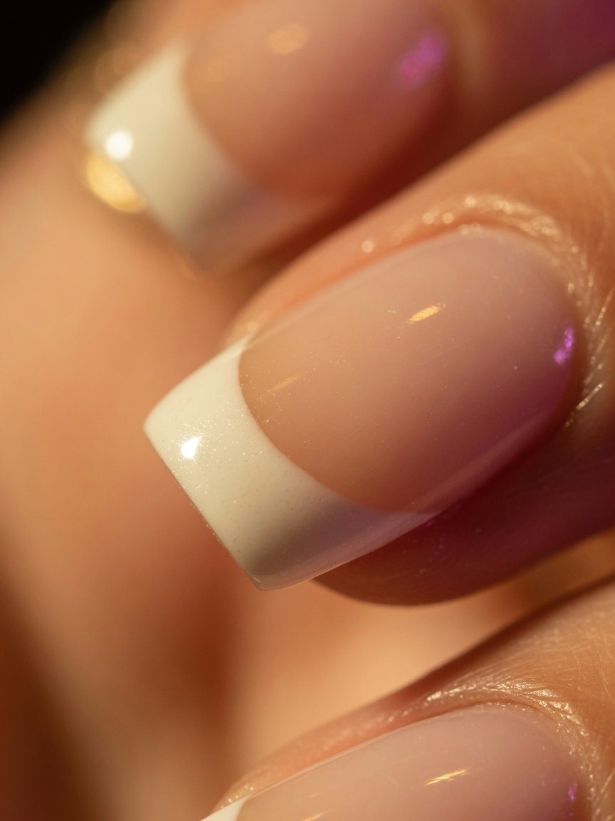 Close-up of a French manicure edge
